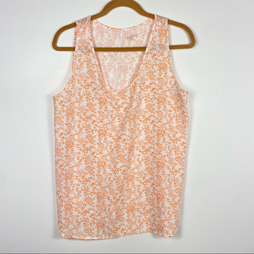 LOFT tank top Large Orange Floral